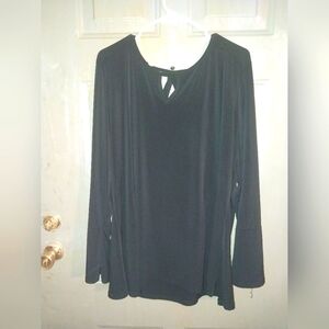 Black blouse w/front & back cutouts and bell sleeves